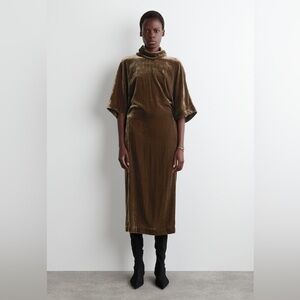 COS Draped -neck  Velvet Brown Dress